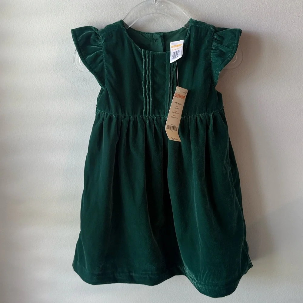 Gymboree Baby Girls Green Velvet Holiday Dress NWT